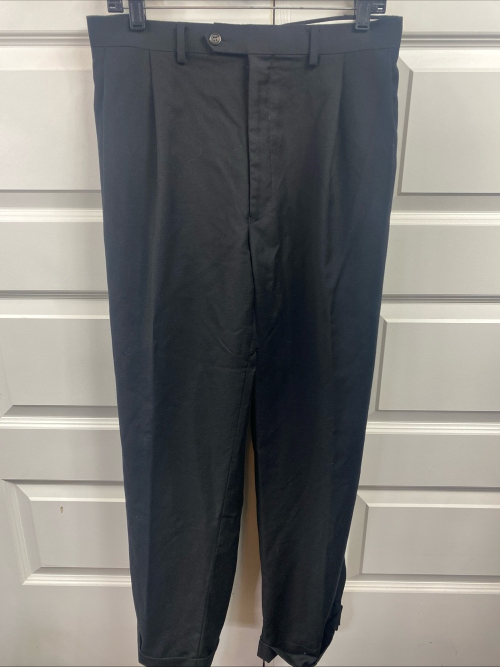Ralph Lauren Wool & Cashmere Pleated/Cuffed Dress Pants, Slacks Black 42x30 Mens